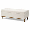 Banc de rangement en bois et polyester crème