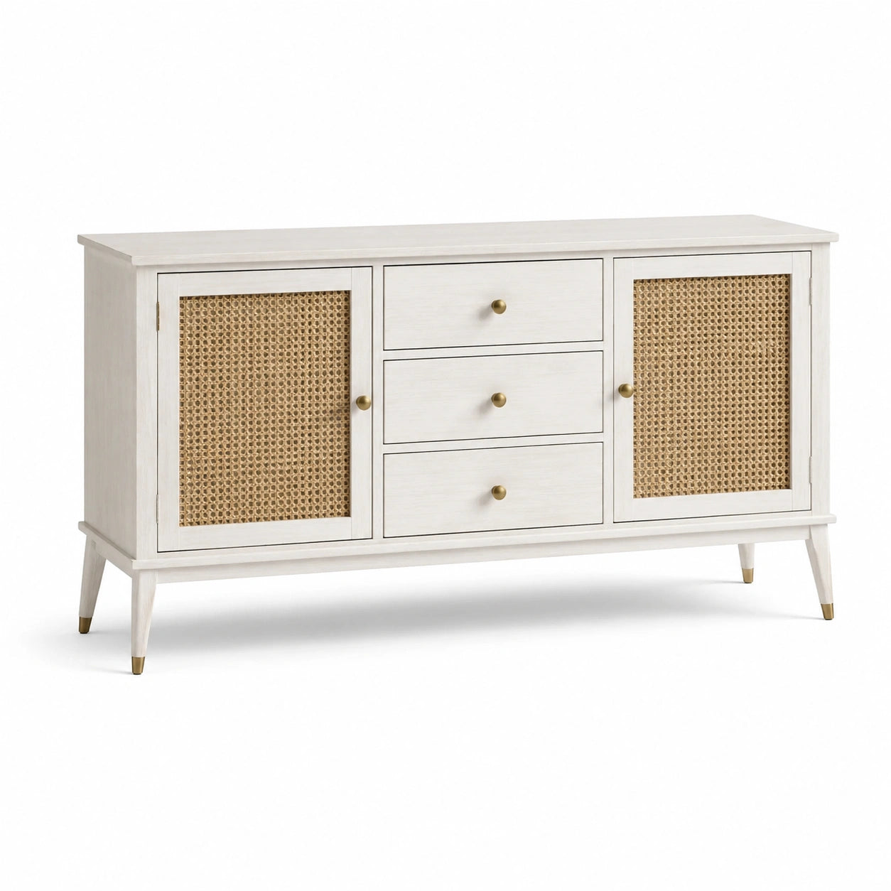Buffet en bois et rotin 160 cm