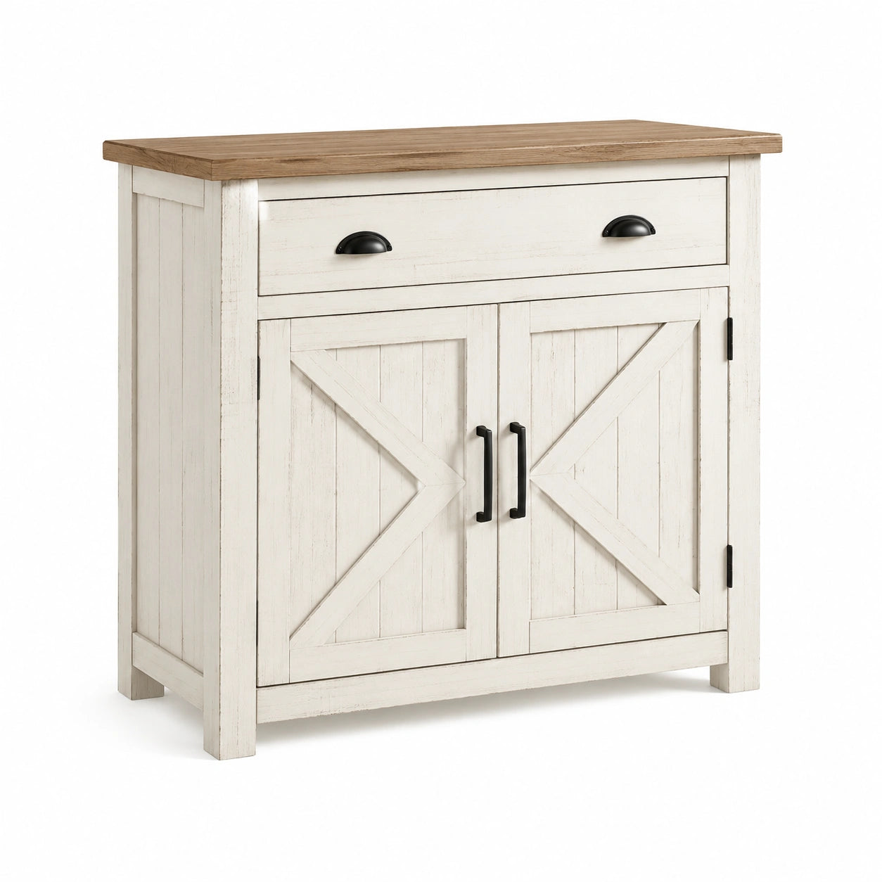 Buffet en bois de pin blanc avec plateau en chêne
