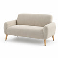 Canapé en tissu polyester beige avec pieds en bois massif, 150 cm