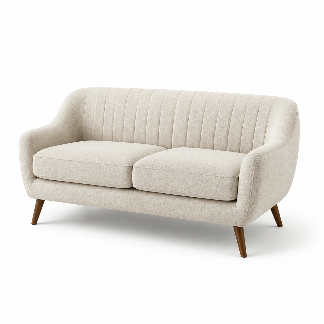 Canapé en tissu beige 2 places avec pieds en bois