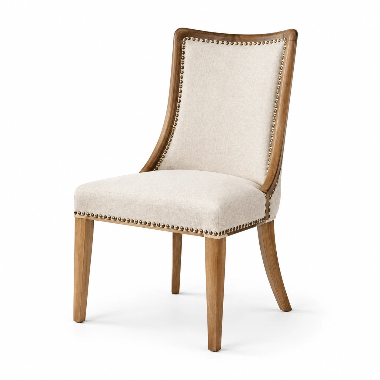 Chaise en lin avec cadre en bois d'hévéa