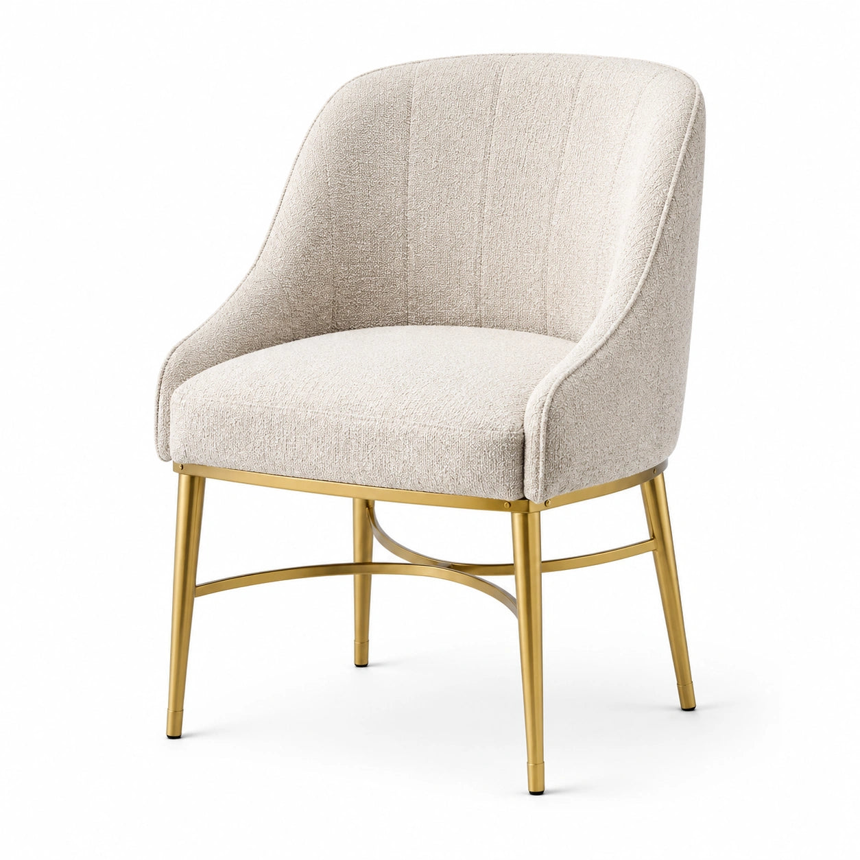Chaise en tissu avec structure en métal doré