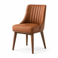 Chaise en cuir synthétique marron avec structure en bois massif