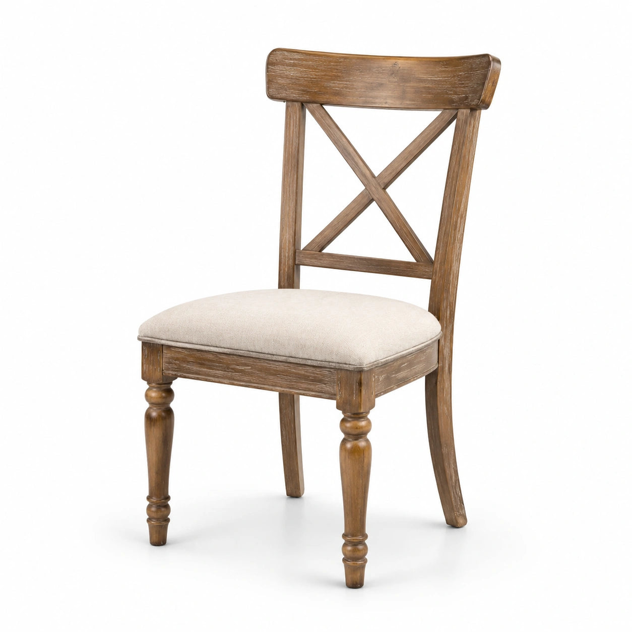 Chaise en bois avec assise en lin beige