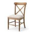 Chaise en bois avec assise en tissu beige