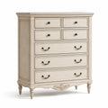 Commode en bois massif avec 6 tiroirs beige