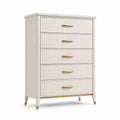 Commode en bois blanc avec poignées dorées