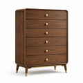 Commode en bois de noyer avec poignées en laiton