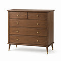 Commode en bois de noyer brun avec 5 tiroirs