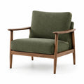Fauteuil en bois et tissu vert