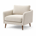 Fauteuil en tissu bouclé beige avec pieds en bois massif