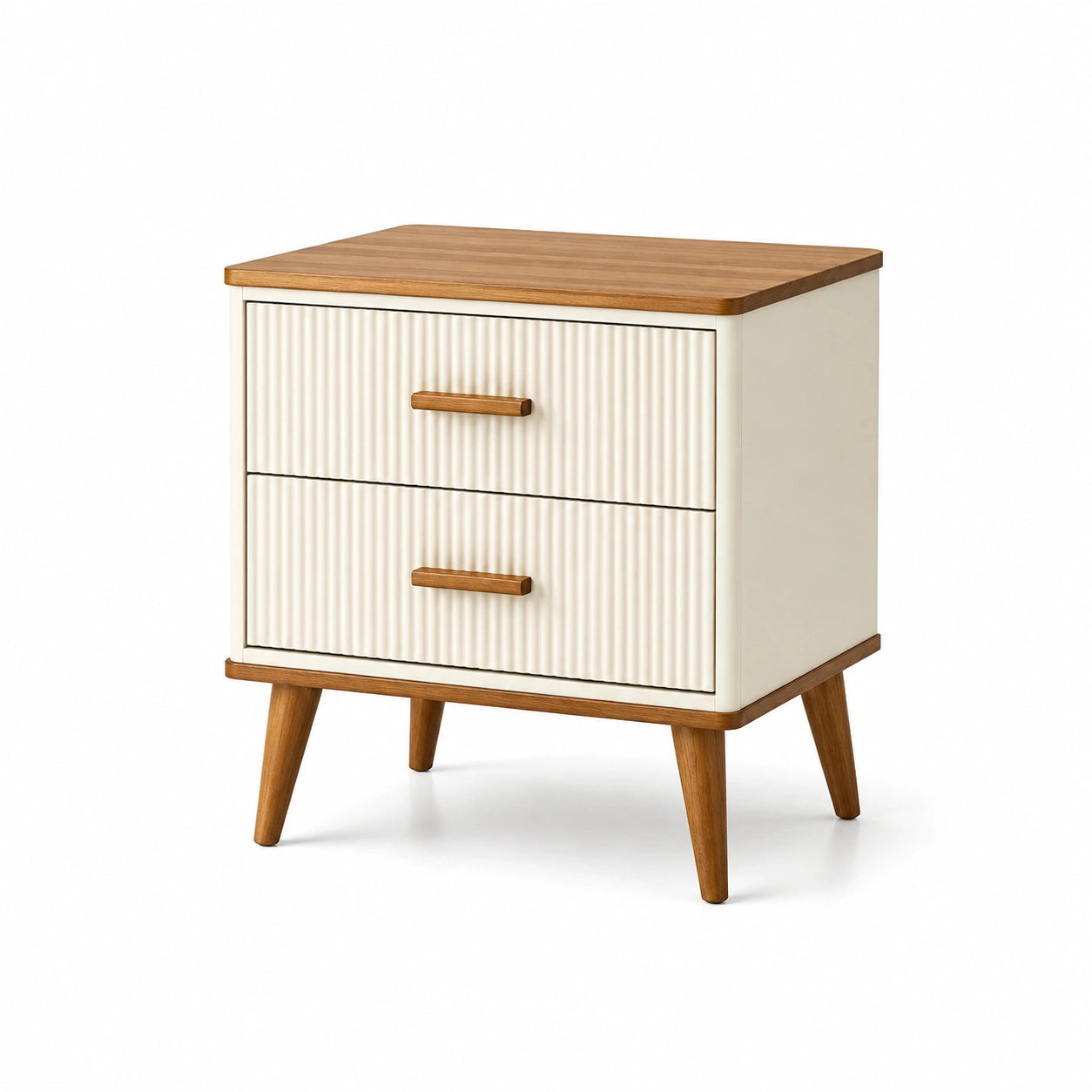 Table de chevet en bois avec deux tiroirs