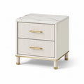 Table de chevet en bois MDF avec plateau en marbre artificiel beige