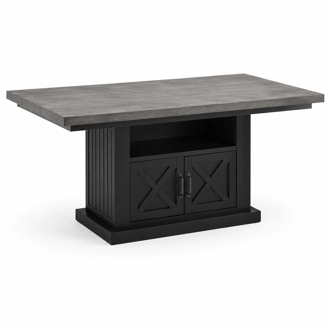 Table de salle à manger en bois et métal avec rangement 150x90x75 cm