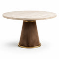 Table ronde en marbre avec base en bois et métal doré 120 cm